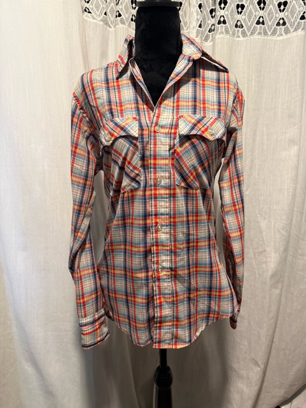 Vintage LEVI’S button up shirt Red, Blue & White